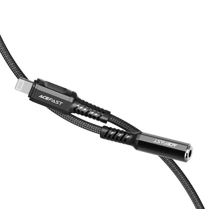 Acefast kabel audio MFI Lightning - 3,5mm mini jack (żeński) 18cm, AUX czarny (C1-05 black)