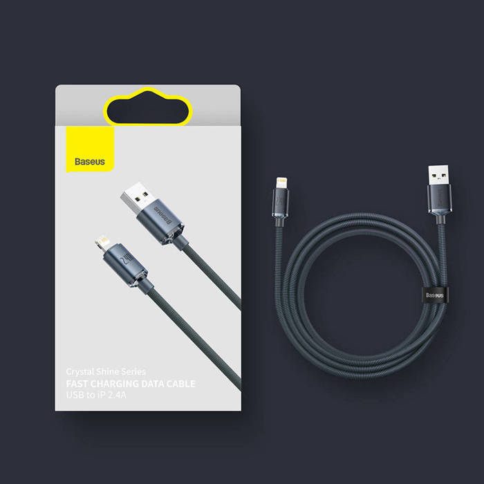 Baseus Crystal Shine Series Fast Charging Data Cable USB to iP 2.4A 1.2m Black