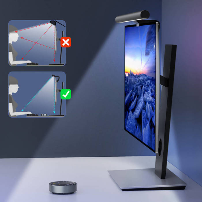 Choetech biurowa bezprzewodowo sterowana lampka LED oświetlenie na monitor czarny (E1129)