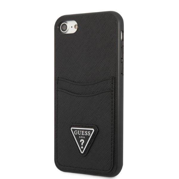 Guess GUHCI8PSATPK iPhone 7/8 SE 2020 / SE 2022 hardcase czarny/black hardcase Saffiano Triangle Logo Cardslot
