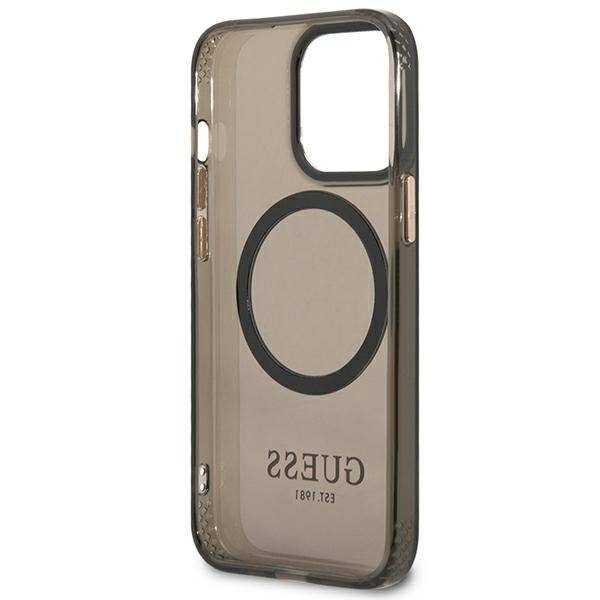 Guess GUHMP13LHTCMK iPhone 13 Pro / 13 6,1" czarny/black hard case Gold Outline Translucent MagSafe