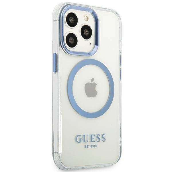 Guess GUHMP13XHTRMB iPhone 13 Pro Max 6,7" niebieski/blue hard case Metal Outline Magsafe